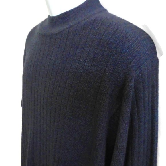Vintage 80s Geoffrey Beene Sweater Mock NO itch Acrylic Mens Midnight Blue XL - Picture 1 of 6